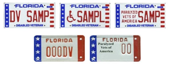 Samples of Florida Disabled Veteran license plates